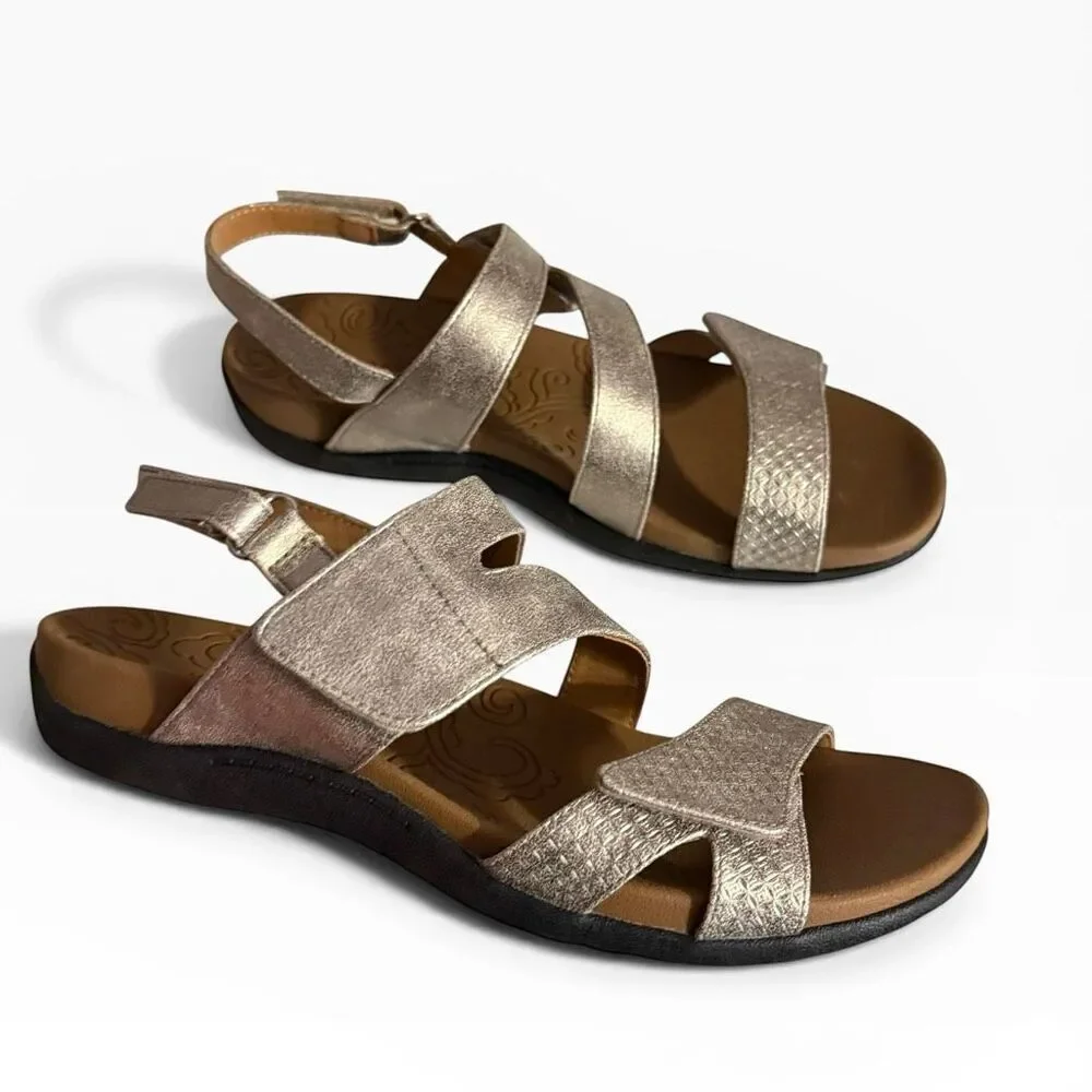 Rockport Ridge Asymmetrical Sandals Women's size 8.5 Adjustable Metallic Gold